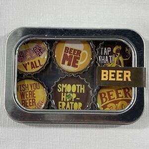 Beer Bottle Cap Magnets - Man Cave, Bar Fridge, Gift for Him, Magnet Set